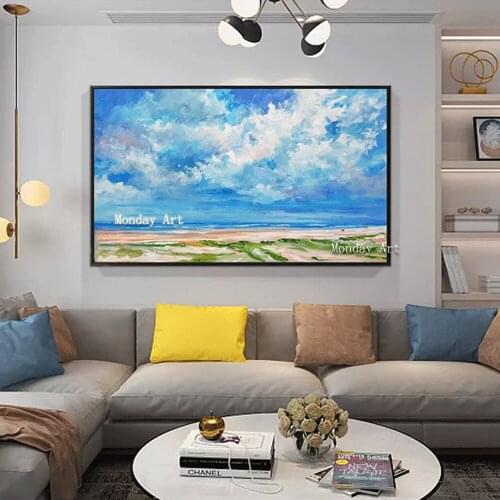 Landscape pictures Sunsets Natural Sea Beach Landscape Posters pure Handpainted Canvas Painting Wall Art Picture for Living Room