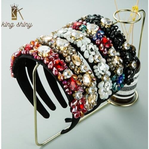 Baroque Colorful Crystal Headband for Woman Elegant Hand Made Beaded Hairband Female Wedding Party Hair Accessories Headpieces