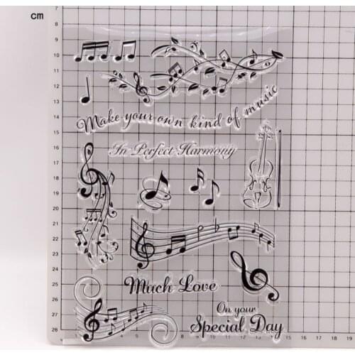 Violin Music Staff Background Transparent Clear Silicone Stamps for DIY Scrapbooking Card Making Kids Crafts Decoration Supplies