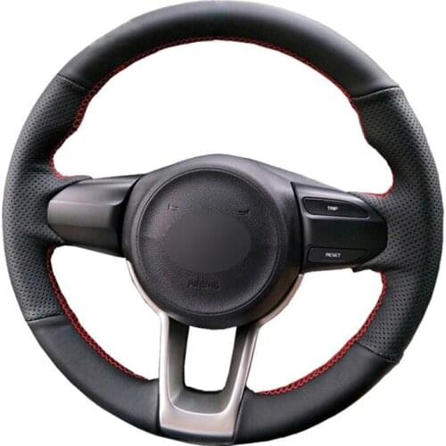 Hand Sewing Car Steering Wheel Cover Wrap Leather Suede For For Kia K2 Rio 2017-2020 Rio5 2019 2020 Picanto Morning 2017-2020
