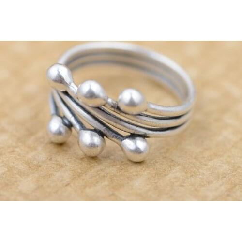 Handmade silver rings S990 Zuyin wholesale antique silver process female exquisite jewelry fruitful