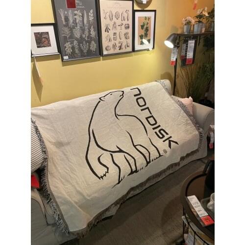 Cute polar bear cotton thread textile leisure blanket bed blanket sofa decorative blanket