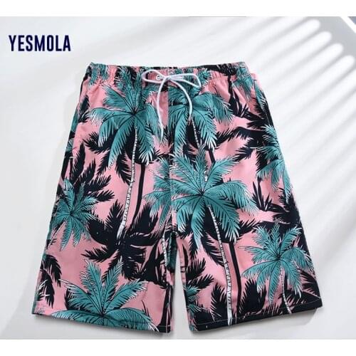 YESMOLA Summer Men Short Beach Pants Printing Casual Mens Short Pants Loose-fitting Version Of The Plants Shorts For Men