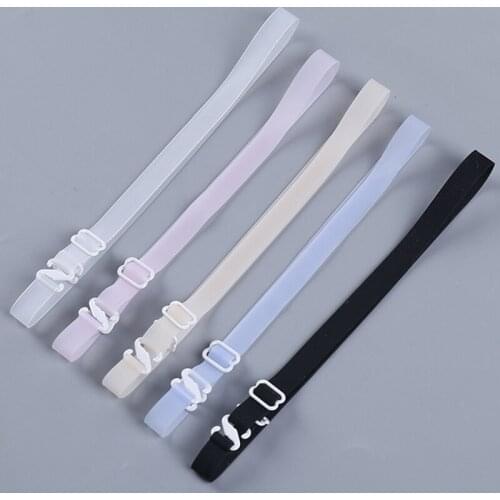 1cm Wide Candy Color Women Invisible Bra Straps Silicone Bra Strap Adjustable Shoulder Belt Bra Accessories
