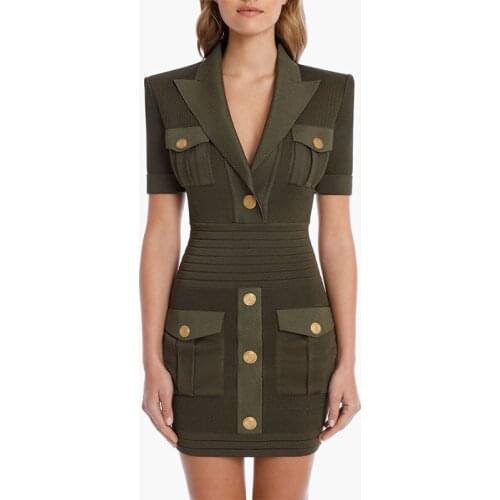 2021 New Summer Women green black v neck short sleeve buttons Dresses Bodycon Sexy Evening Dress Vestidos wholesale dropship