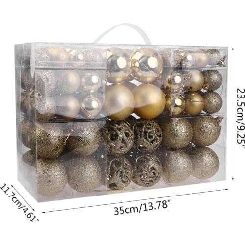 100pcs/box Christmas Balls Shatterproof Hanging Xmas Tree Ornaments Home Decor X4YE