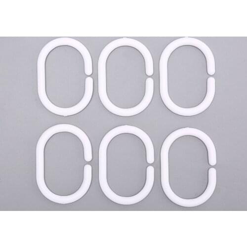 12PCS/lot White Transparent Plastic C Shape Bath Drape Shower Ring Loop Bendable Bathroom Curtain Hooks Wholesale