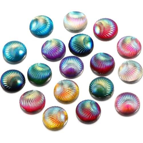 120pcs Resin Imitation Shell Bottom Base Support 10MM AB Symphony Patch, Ring Earrings DIY Jewelry Making