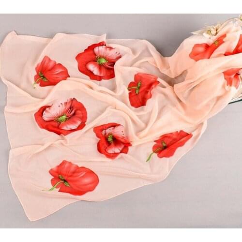 2020 180CM BIG SIZE 100D flower chiffon scarf silk square hijab cool shawl ladies foulard femme Scarves hair bufanda mujer