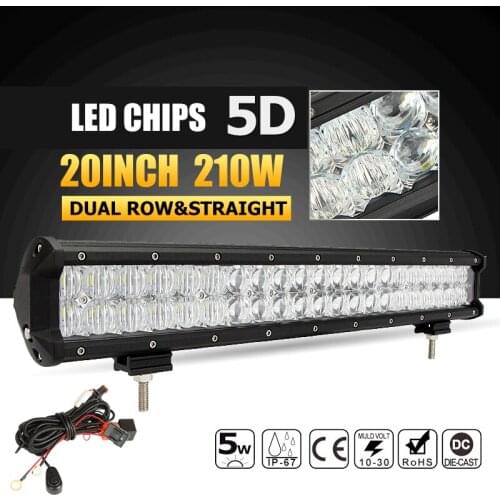 210W 20" Straight 5D LED Light Bar Offroad Led Work Light Combo Beam Driving Lamp 12v 24v Truck SUV 4WD ATV 4x4 Led Bar