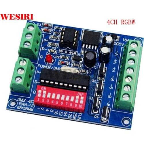 4 Channel DMX512 Decoder Dimmer Driver 4CH RGBW DMX Controller DC5V-24V for RGBW LED Strip Light Tape Lamp Module