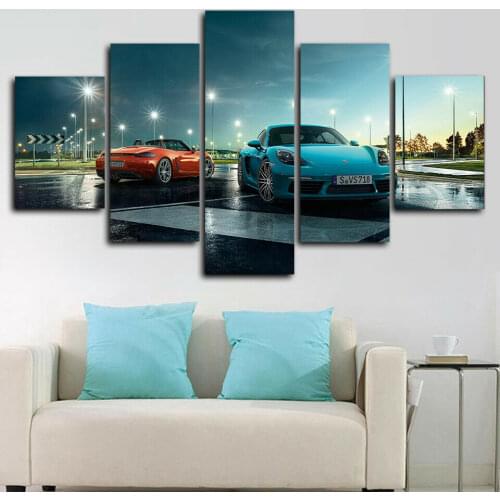 No Framed Canvas 5Pcs Porsche Cayman S 718 Boxter Sports Car Wall Art Home Decor Posters Modern Pictures Paintings Decoration