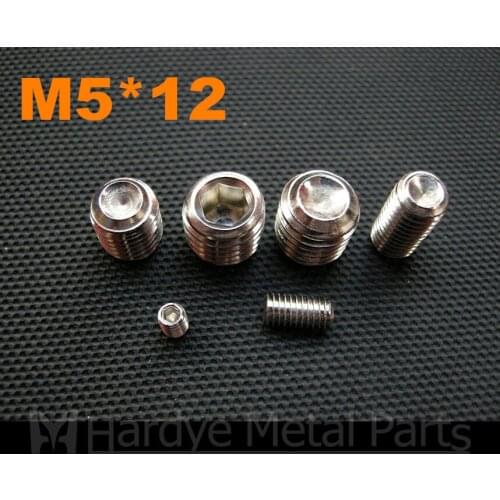500pcs/lot M5*12 DIN916 stainless steel hex socket set scew with cup point grub screw