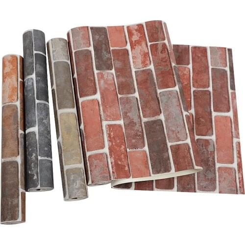 53CMX9.5M Retro Nostalgic Brick Pattern Wallpapers 3D Imitation Red Brick Barber Shop Clothing Store Industrial Wind Background
