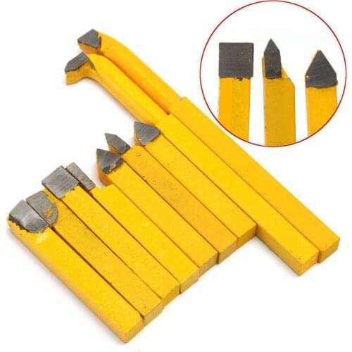 BMBY-9pcs/Set YW1 Carbide Brazed Tip Tipped Lathe Cutter Tools 8x8mm Shank High Hardness Turning Milling Welding Bit