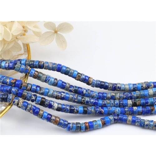 3x6mm Natural Snakeskin Stone Beads Loose Spacer Imperial Jaspers Dark Blue Stone Bead for Jewelry Making