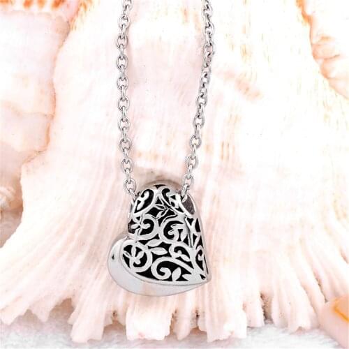 Flower Heart Ashes Keepsake Memoiral Urn Necklace Stainless steel Cremation Ashes Locket Pendant