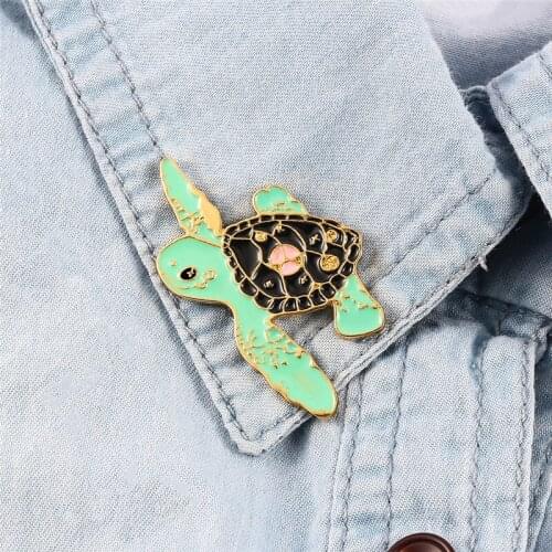 Tortoise Enamel Pins Ocean Starry Sky Giant Tortoise Brooches Animal Lapel Badges Funny Fashion Badges Clothes Bags Pins Jewelry