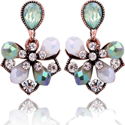 TODOX New Korean Personality Fashion Jewelry Earrings For Women Retro Geometric bohemia colorful Crystal Female Elegant hot