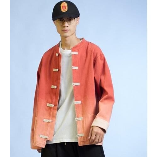 Chinese Traditional Retro Coat Man Long Sleeve Tang Suit Mandarin Collar Buckle Jacket Oriental Cotton Kung Fu Shirt KK3341