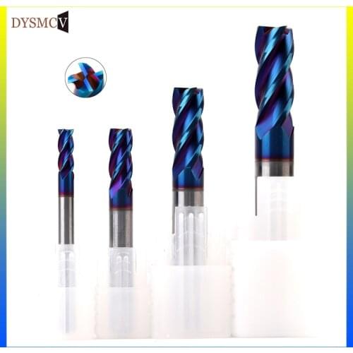 1PC HRC65 Cutting 4 Flute D1mm-12mm 1.5mm 2mm 3mm 4mm 5mm 6mm 8mm Alloy Carbide Milling Tungsten Steel Milling Cutter End Mill