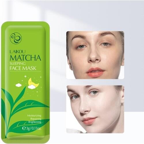 LAIKOU Matcha Moisturizing Sleeping Mask Portable Brightening Face Mask Repair Cream Anti Wrinkle Hydrating Nourishing Skin Care