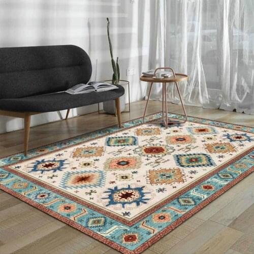 Fashion Moroccan Rhombus Geometric Ethnic Style Blue Living Room Bedroom Bedside Carpet Floor Mat Customization