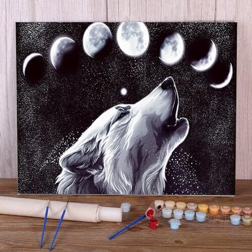 Wolf Tiger Owl Lion Deer DIY Painting By Numbers Package Acrylic Paints 40*50 Oil Painting Decorative Paintings Wholesale