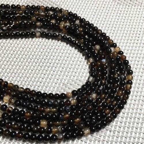 Natural Black Stripe Agates Beads Round Shape Stones Loose Beads Charms for Jewelry Making DIY Necklace