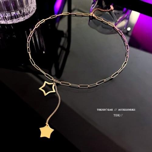 New Star Stainless Steel Gold Pendant Necklace womens necklace 2021 fashion jewelry party gift collar Choker Chain