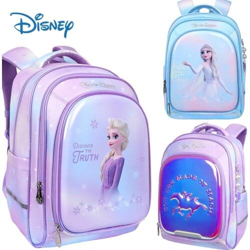 2021 New Disney Kids School Bag Frozen Elsa Princess Primary School Backpack Cute Large Capacity Backpack Gifts for Girls Bags