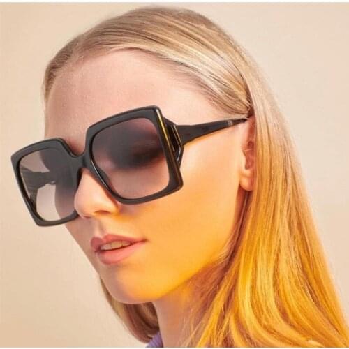 2021 New Unique Square Gradient Sunglasses For Women One Peice Black Oversized Sun Glasses Luxury Trend Fashion Men Big Shade