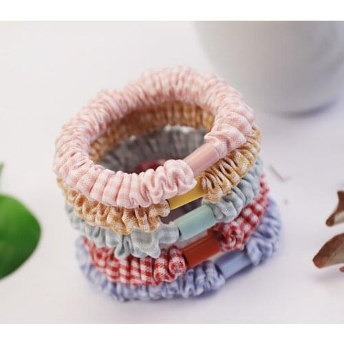 5pcs/Card Hair Rubber Bands Accessories New Fashion Grid Fabric Hair Elastics For Girls Women Ponytail Headwear