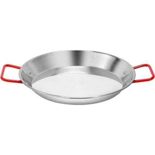 Stainless Steel Paella Pan Spanish Seafood Frying Pot Non-Stick Frying Pot Kitchen Fried Chicken Fruit Plate Cooking Tool 24cm