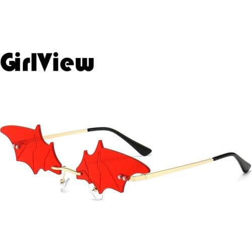 Girlview Personality Bat Shape Sunglasses American Style Trendy Colorful Street Shot Sunglasses For Man and Woman UV400
