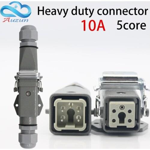 Heavy-duty connector 5 (4+ 1) 10A 250V ha-005-5 is Horizontal joint screw foot connection