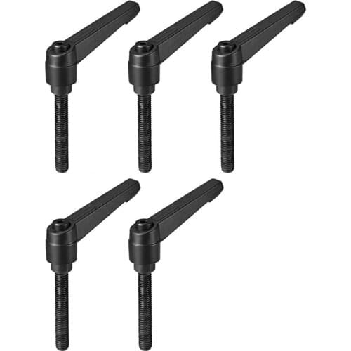 Uxcell New Arrival 5PCS M8 40mm 60mm Matte Black Ratchet Level Adjustable Handle Machinery Tools Lever Clamping Handles Knob