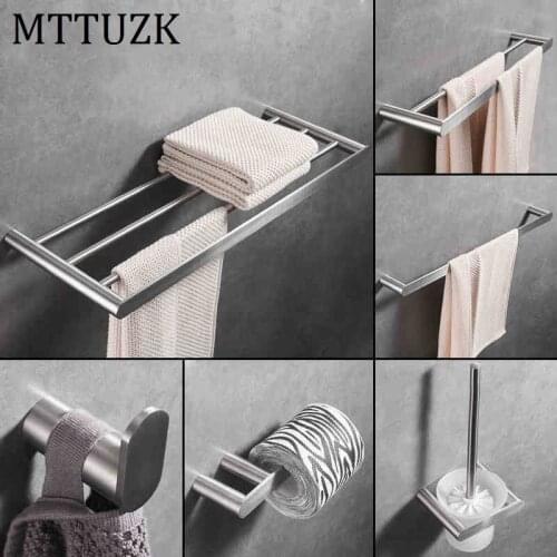 MTTUZK 304 stainless steel bath towel rack, towel bar, paper holder, bathroom hardware pendant set, bathroom hanger.robe hook