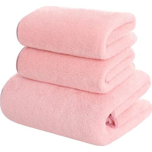 Bath Towels 90x180cm High Density Fleece Towel Sets - Super Soft and Absorbent, Lint Free, Fade Resistant Bath Towel, Coral Pink