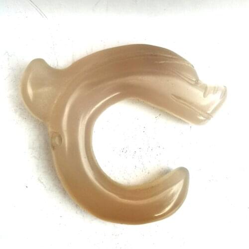 YIZHU CULTUER ART Collection Chinese Oid Natural Agate Carving Hongshan Culture Dragon Pendant