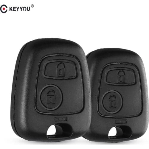 KEYYOU Car Key Fob Replacement 2 Button Remote Blank Key Shell Cover Case For Peugeot 107 207 307 407 Without Blade