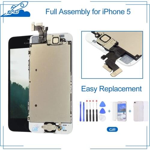 OEM Quality Completed For iPhone 5 LCD Display touch Screen Digitizer Full Assembly+Home button+Front Camera Speaker+Tools gift