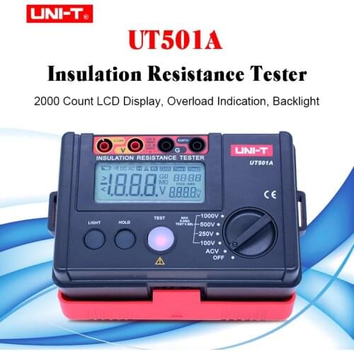 LCD Backlight Display UNI-T UT501A 100V--1000V megger Insulation earth ground resistance meter Tester Megohmmeter Voltmeter