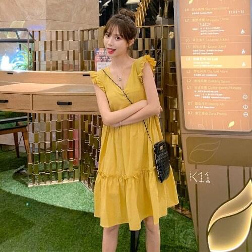08328# Maternity Clothes Summer Cotton Short Sleeves Loose Stylish Sleeveless Dress Pregnant Women Pregnancy Clothes