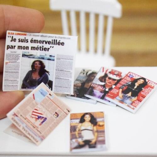 1:12 Miniature Book 4 Journal Magazine + 2 Newspaper - DIY Doll House Dollhouse furniture
