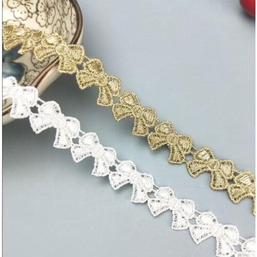 1.5 CM Wide Gold Bow Knot Lace Trim Ribbon For Dress Sewing Costume Curtains Decorations Handmade Clothes Sewing Accessories DIY