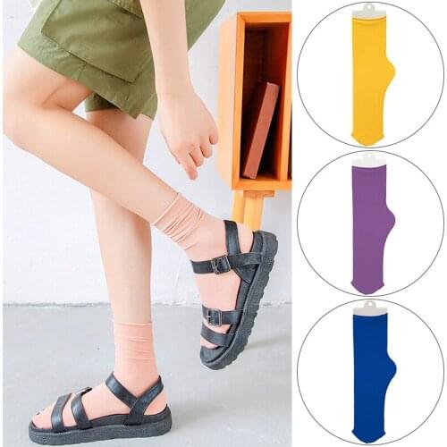 1Pairs Harajuku Retro Women Lady Cotton Loose Socks Winter In Tube Korean Purple Blue Yellow Pink Designer Christmas Cute
