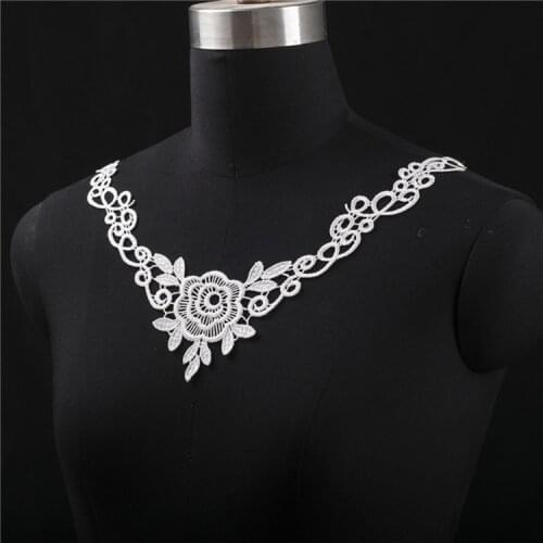 10 PCS LP-DC12 White Embroidery Polyester DIY Accessories Craft Collar Applique Patches Neckline Venise Lace Fabric