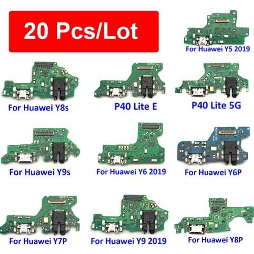 20Pcs，For Huawei Y7A Y5 Y9S Y6P Y8S Y8P Y7P Y6S P40 Lite 5G / P40 Lite E USB Charging Port Dock Charger Plug Connector Board