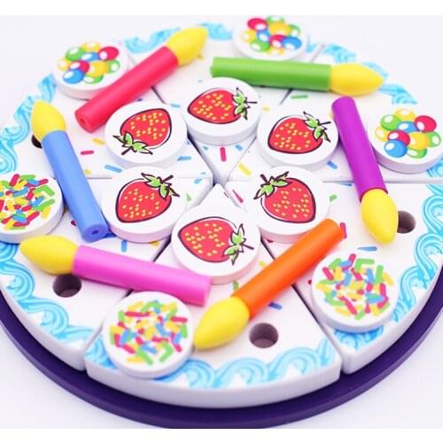 2019 New 26pcs Colourful Wooden Toy Cake Set Party Play Food Educational Simulation Tableware For Children Pretend Play Toy Gift